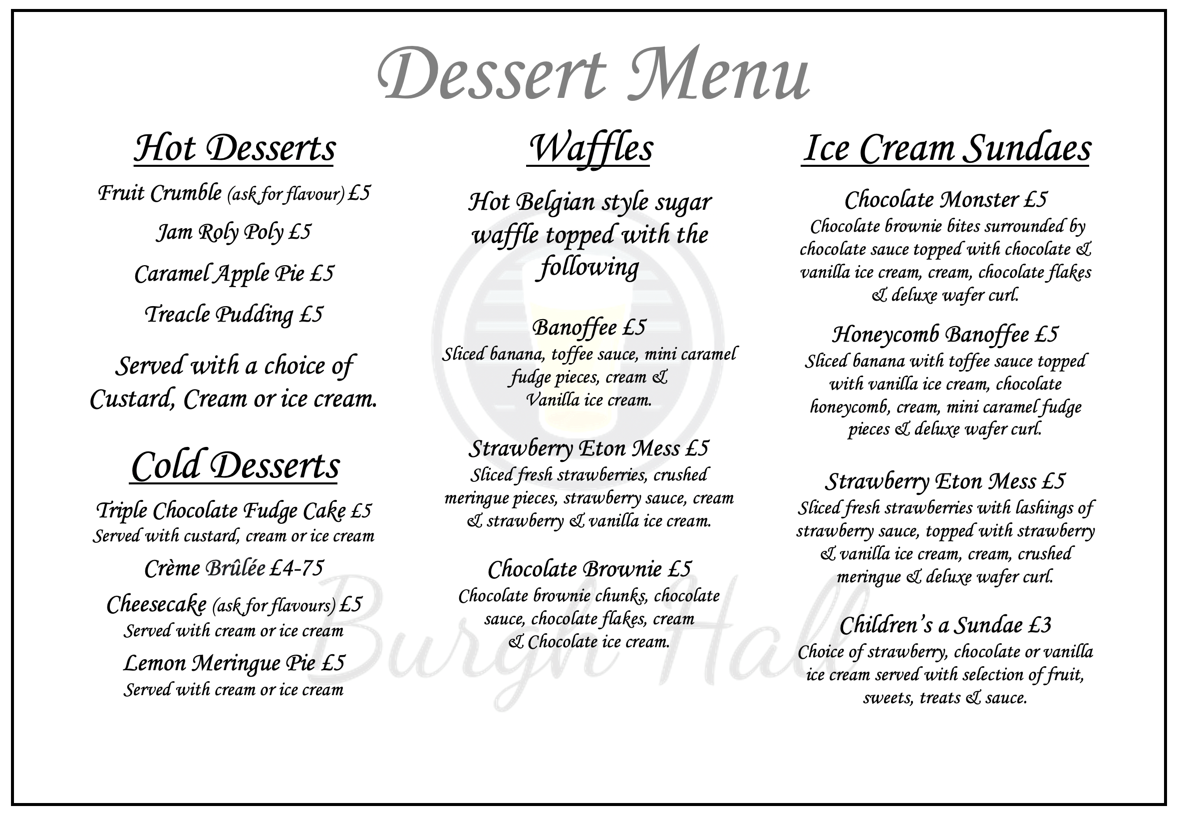 Burgh Hall Great Yarmouth, Norfolk Restaurant